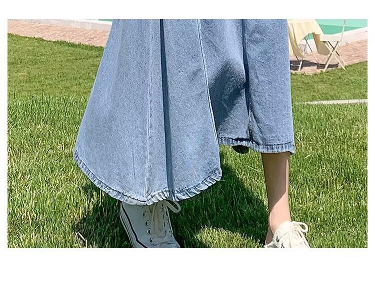 2025 Women's High Waist Slimming Midi Denim A-Line Skirt for Spring/Summer