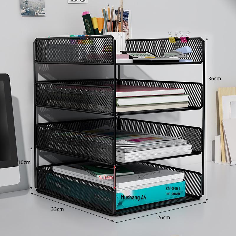 Multilayer Desktop Organizer: File Storage Rack & Office Supplies Set