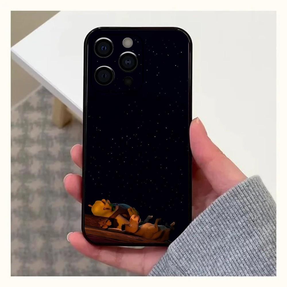 Vtipný kreslený obal na telefon S-Shreks Movi pro Apple iPhone 15,14,13,12,11,Pro,X,XS,Max,XR,Plus,Mini Měkký černý kryt