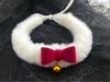 Wine Red Plush Collar Choker with Bell & Bow - Christmas Date Night Accessory