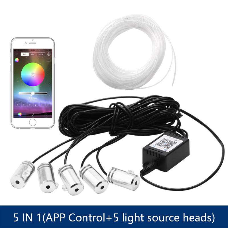 6 in 1 LED Atmosphere Car Light RGB Flexible Decorative Lamp 8M Interior Ambient Light by App Control Fiber Optic Strips Light