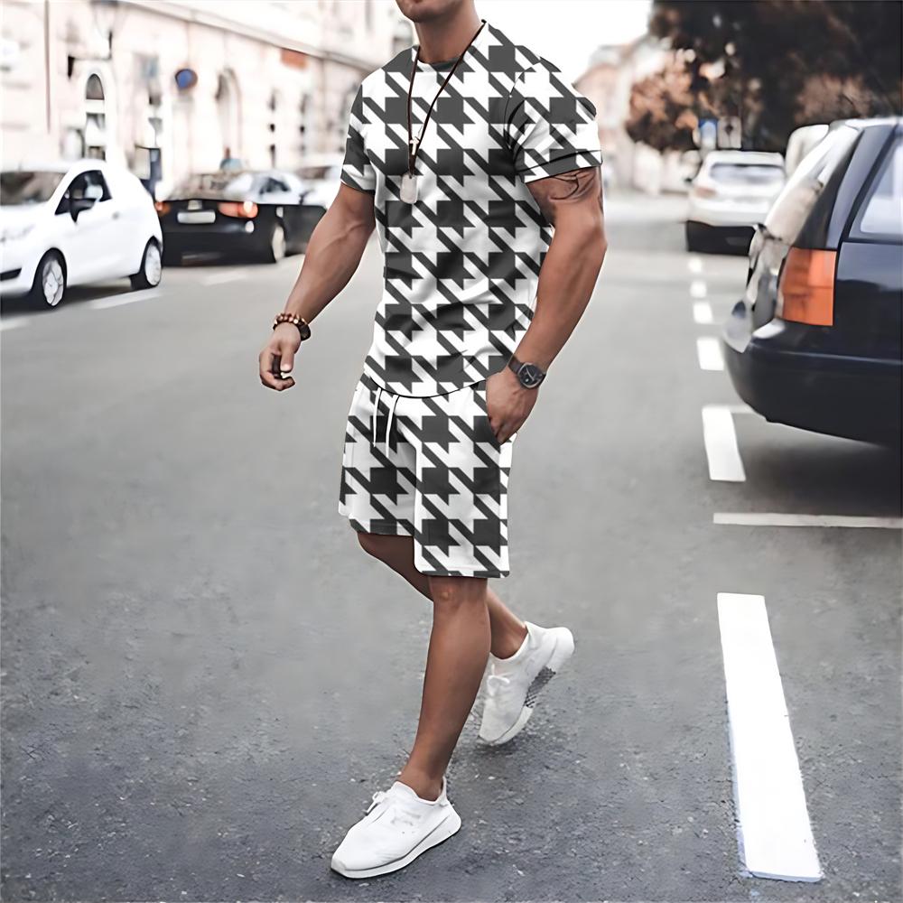 Men Summer T Shirt Shorts Sets Fashion Male Tracksuits Oversized T-shirts Streetwear Sportswear Short Sleeve Suits Men Clothing