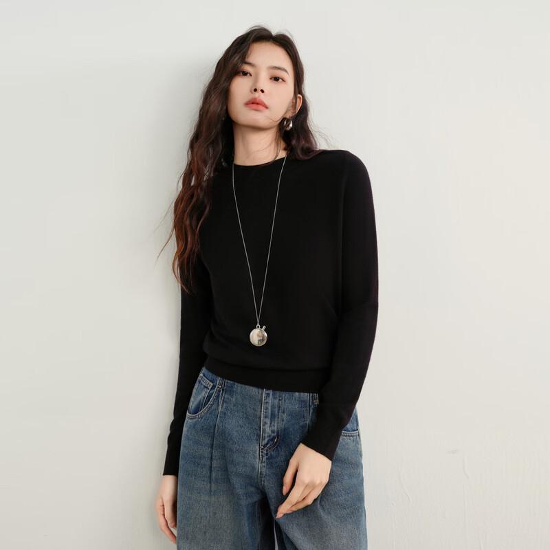 Elva' Island Women's Minimalist Long Sleeve Wool Blend Knit Sweater