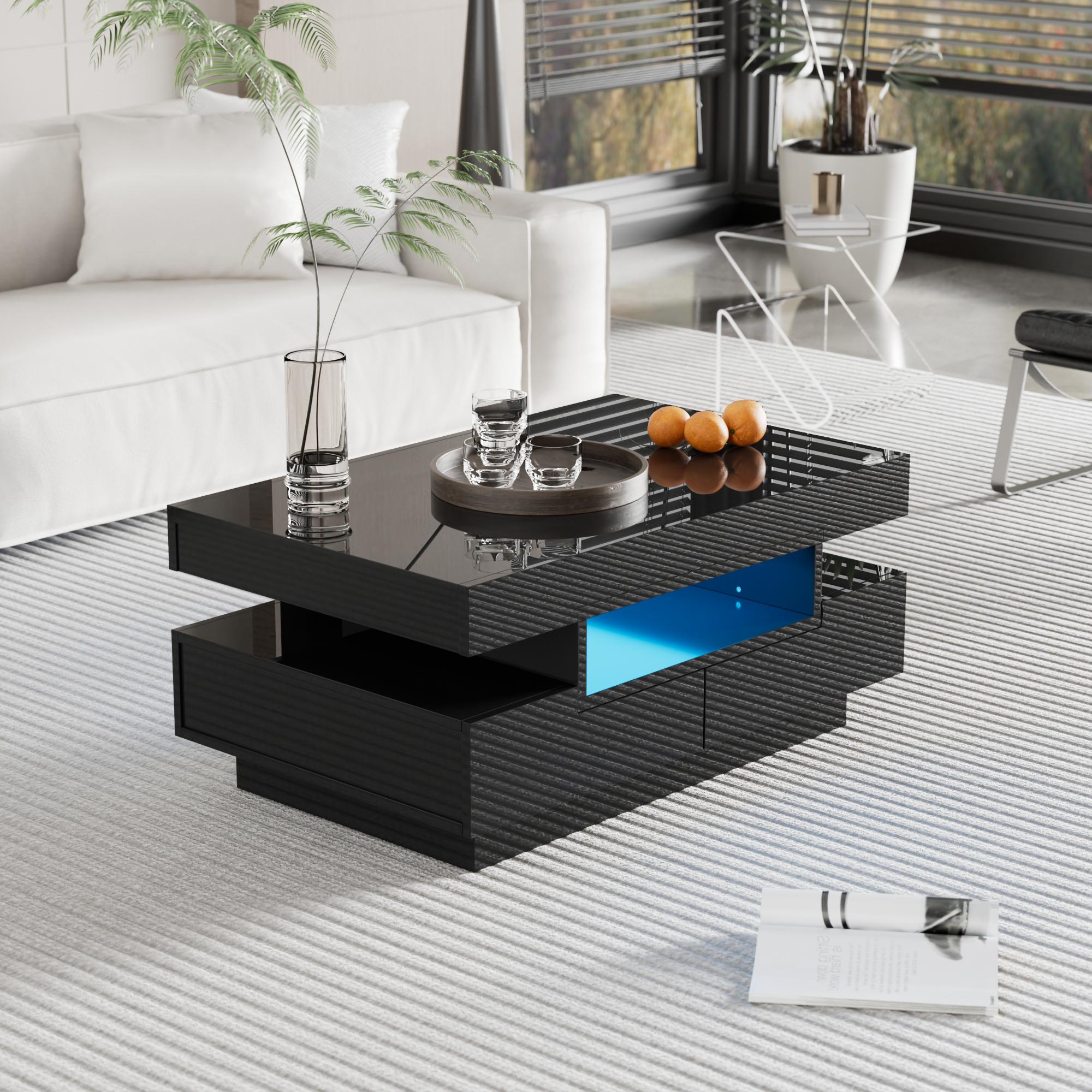 Coffee table, high-gloss surface, with LED