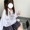 Sudadera con capucha Gótica de Anime Oversize para Mujer Harajuku Streetwear Pulóver Manga Larga Negro Blanco Moda Femenina Sudadera