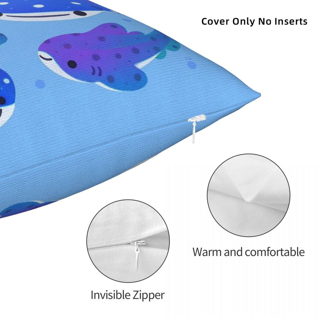 Polka Dot Whale Shark Square Pillowcase Polyester Linen Velvet Pattern Zip Decorative Throw Pillow Case Home Cushion Cover