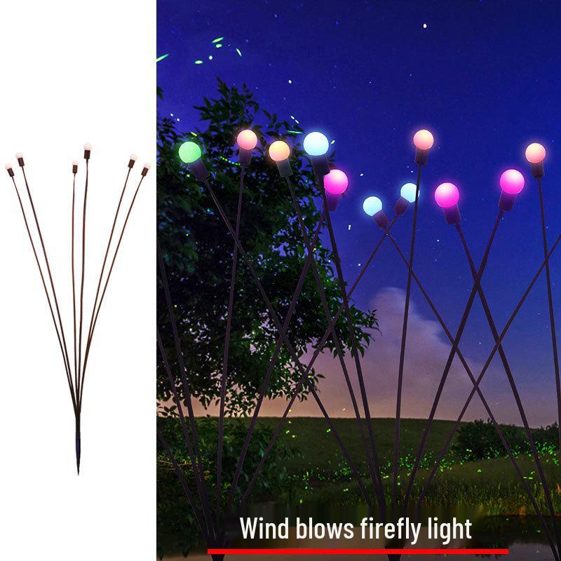 LED Wind-Powered Firefly Lights, 6 or 8 Heads, Outdoor Landscape Decoration for Parks and Streets