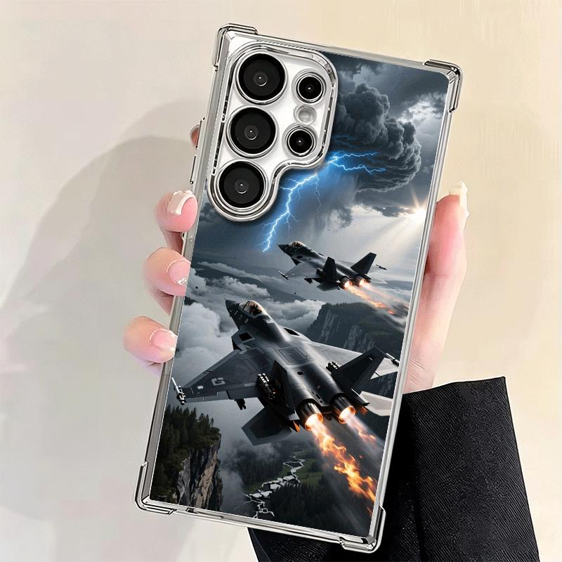 Aircraft Helicopter Formation Plating Phone Case For Samsung Galaxy S24 S25 FE S26 Edge S23 Ultra S22 S21 Plus S20 Anti-Fall Air