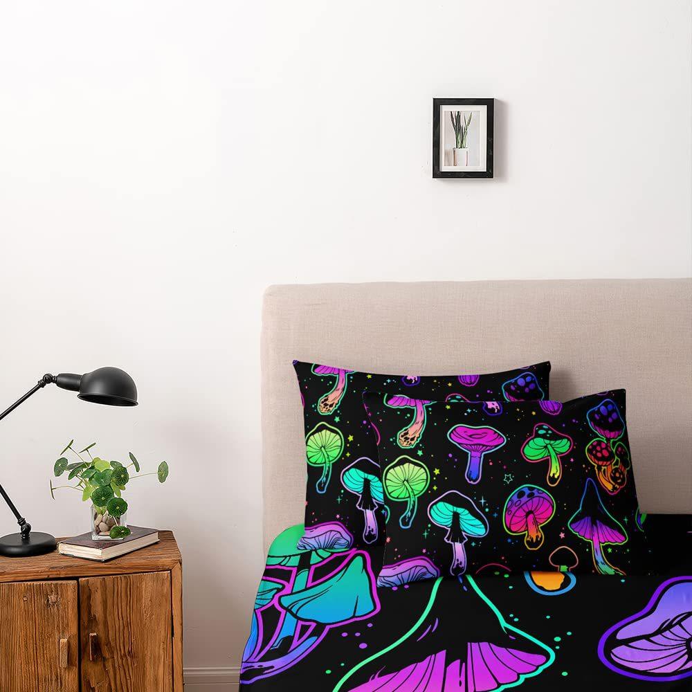 Psychedelic Mushroom Three-Piece Quilt Cover 3D Digital Printing Bedding Set Color Bed Cover
