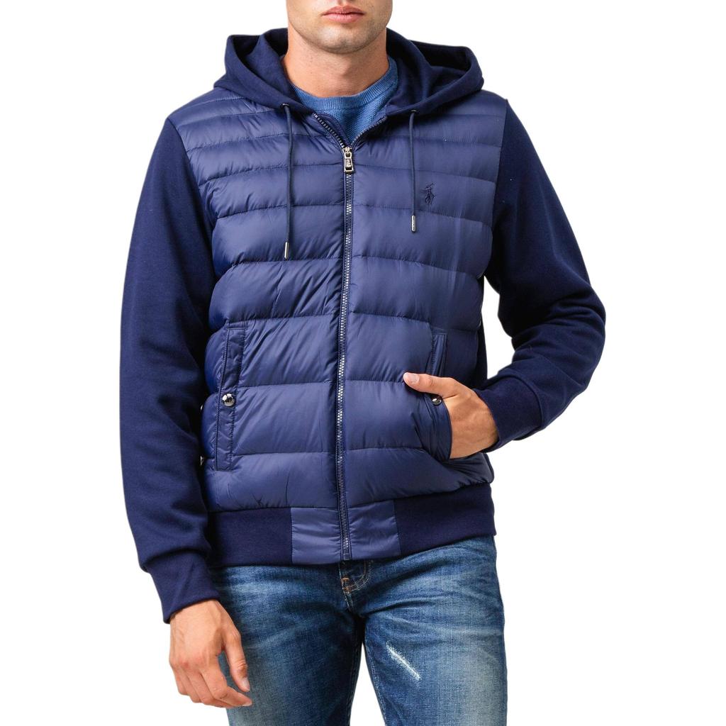 Polo Ralph Lauren Haftowane Logo Małego Konia Bluza z Kapturem Dzianina Łączona Długi Rękaw Kurtka Puchowa Męska Odzież wierzchnia 710760731-001