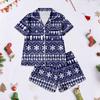 Women's Pajamas Fashion Two-Piece Shirt Shorts Set Soft Holiday Casual Clothing Set