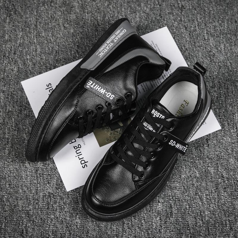 

Модные низкие белые туфли мужские роскошные кроссовки корейские дышащие спортивные мужские туфли уличные трендовые кожаные мужские повседневные туфли 39 чёрный