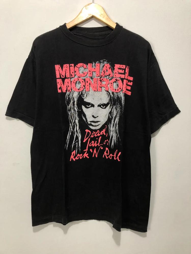 Vtg Michael Monroe Singer Heavy Cotton For Men Black All Size Shirt SE042 Unisex T-Shirt S
