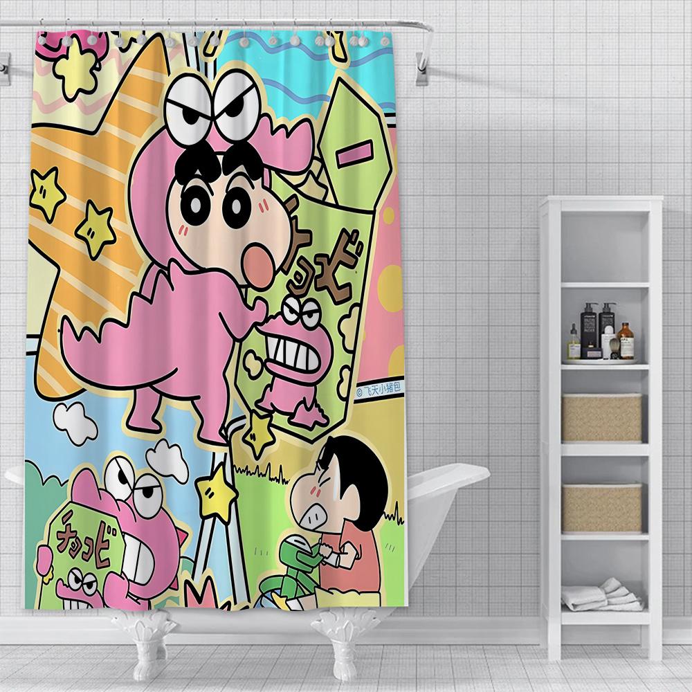 Shower Crayons Shinchans Curtain Waterproof Polyester Fabric Paint Colorful Bath Curtains Home Bathroom Decor Curtain With Hook