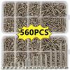 560Pcs Carbon Steel Machine Screw Kit Flat Head Screw Assortment Self Tapping Screws  Home Fixing