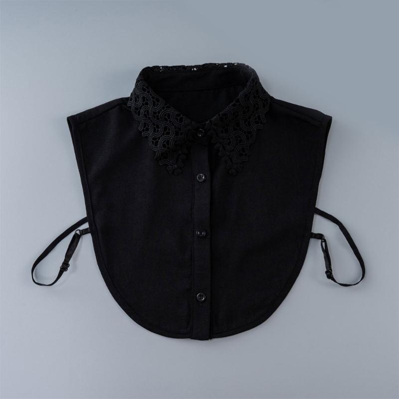 Detachable Collar Button Removable Hollow Embroidery Design Half Shirt Blouse for Quick Outfit Changes Various Occasion