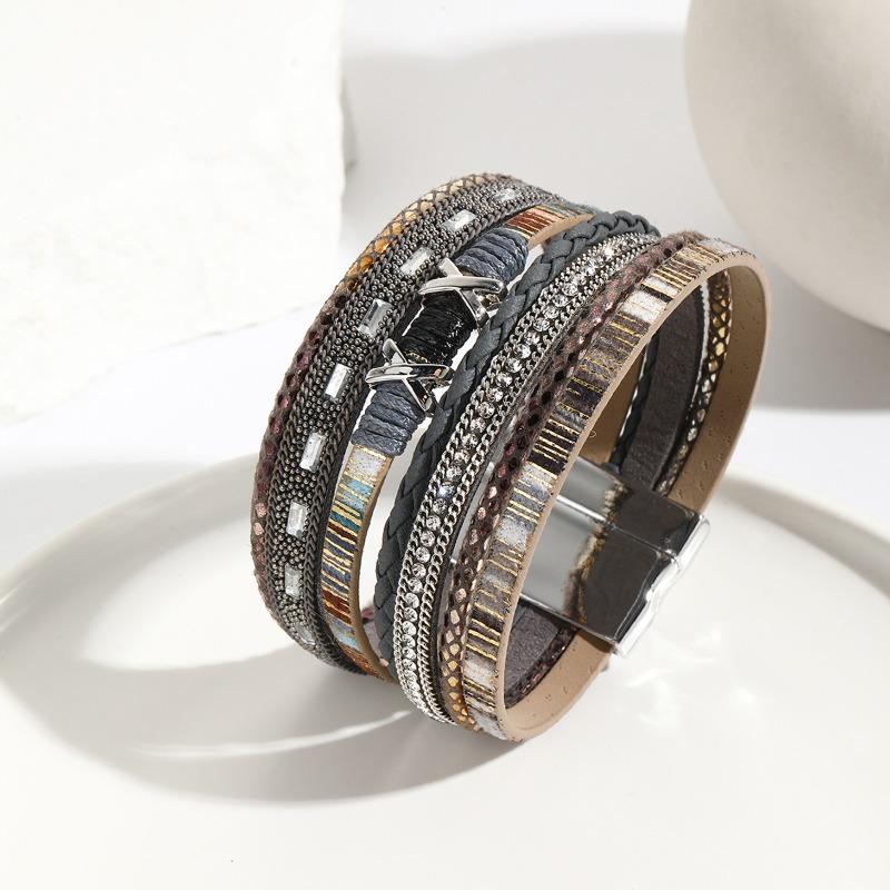 Meier Bracelet handmade wire wrapped bracelet colorful braided leather women s magnet buckle bracelet