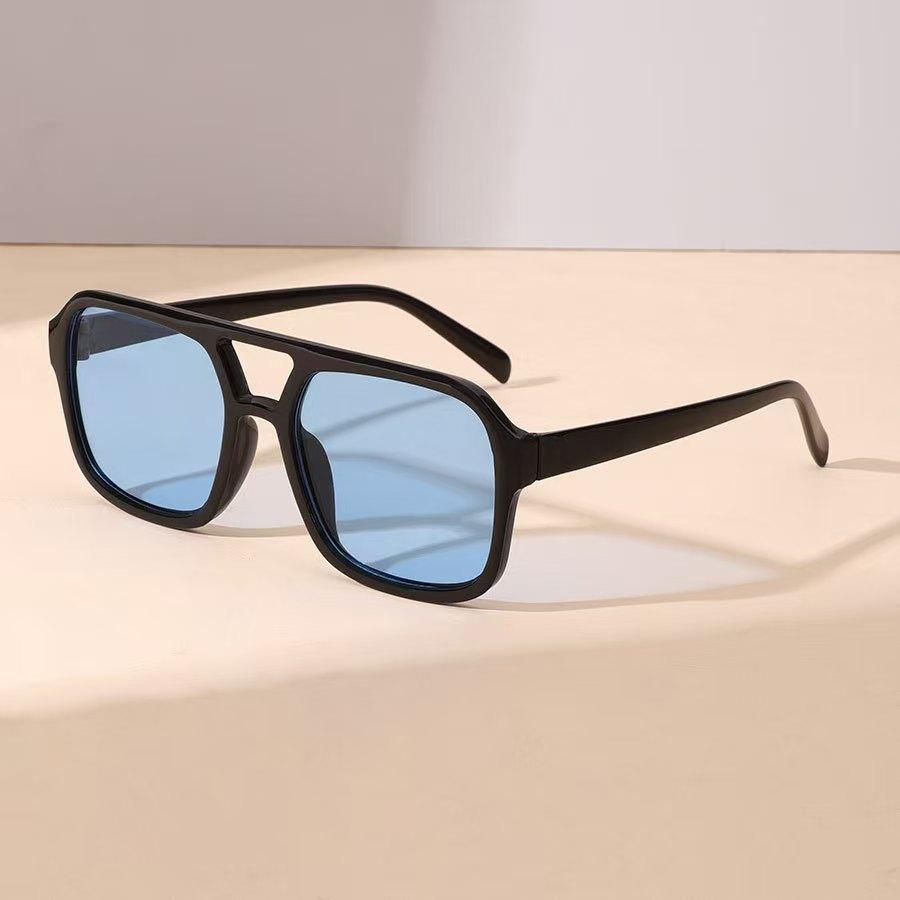 Women Men Square Sun Glasses Retro Oversized Sunglasses Female Black Vintage Fashion Double Beam Eyeglasses