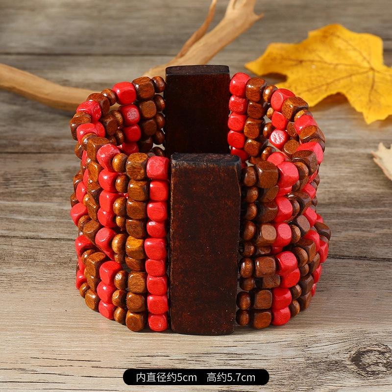 

Handmade beaded weaving bracelet, retro ethnic style, wooden bracelet, Bohemian bracelet