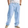Mens Casual Linen Drawstring Waist Loose Long Pants
