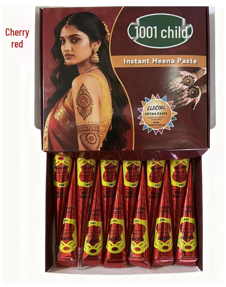 Plant-Based Henna Tattoo Paste: Hand-Painted Semi-Concealing Cream with Various Shades Available