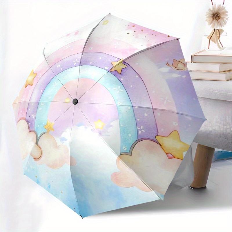 1pc Rainbow Clouds Themed High-quality Umbrella,Automatic Opening and Closing Umbrella,Multi-functional Umbrella G0811342