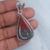Pear Cab African Bloodstone 925 Sterling Silver Pendant, Designer Boho Pendant