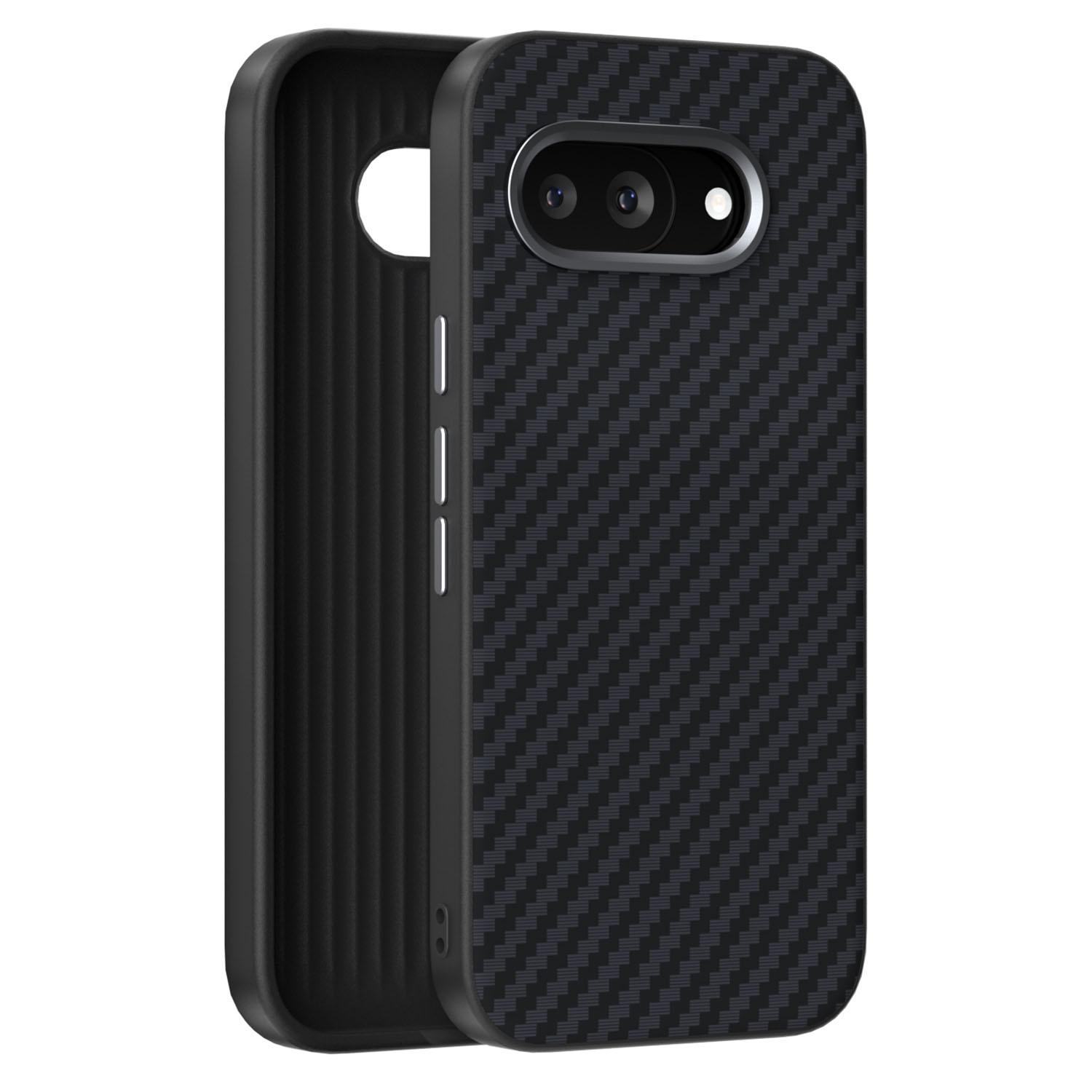 

ABEEL For Google Pixel 9a Case Compatible with MagSafe Carbon Fiber Texture Back Cover Black/Silver
