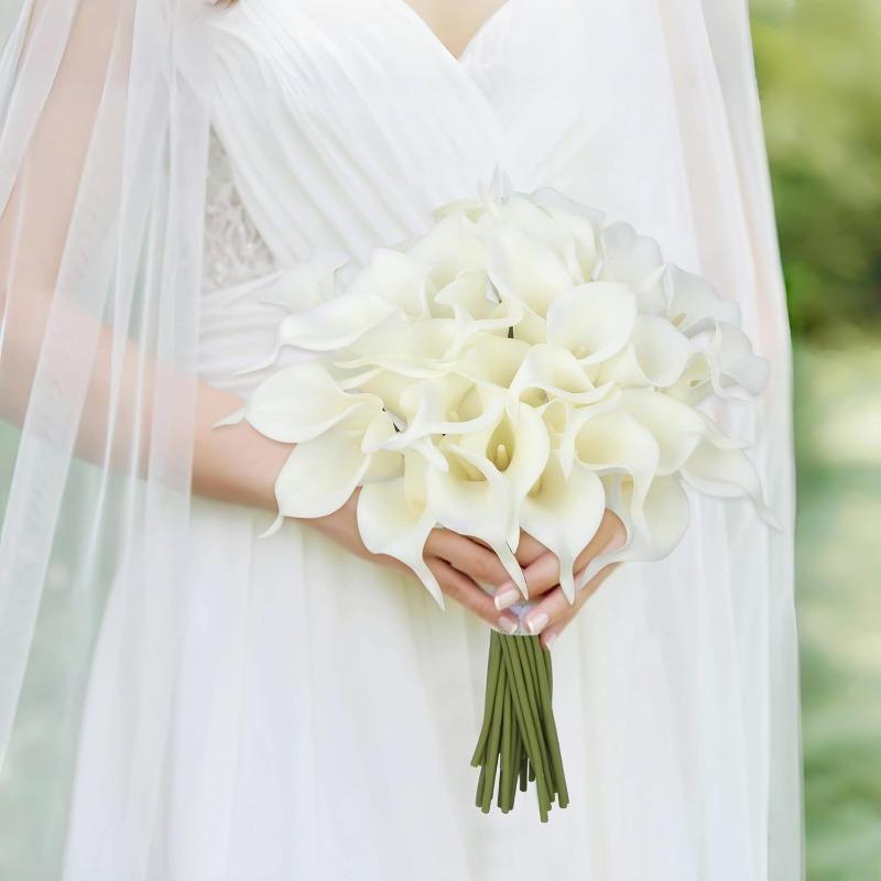 6Pcs 40cm Artificial Calla Lily Flower Heads Bride Holding Bouquet Wedding Decor Craft Wreath Home Decoration Christmas Supplies