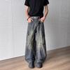 JYL Mens Jeans Autumn New Loose Straight American High Street Drooping Denim Pants