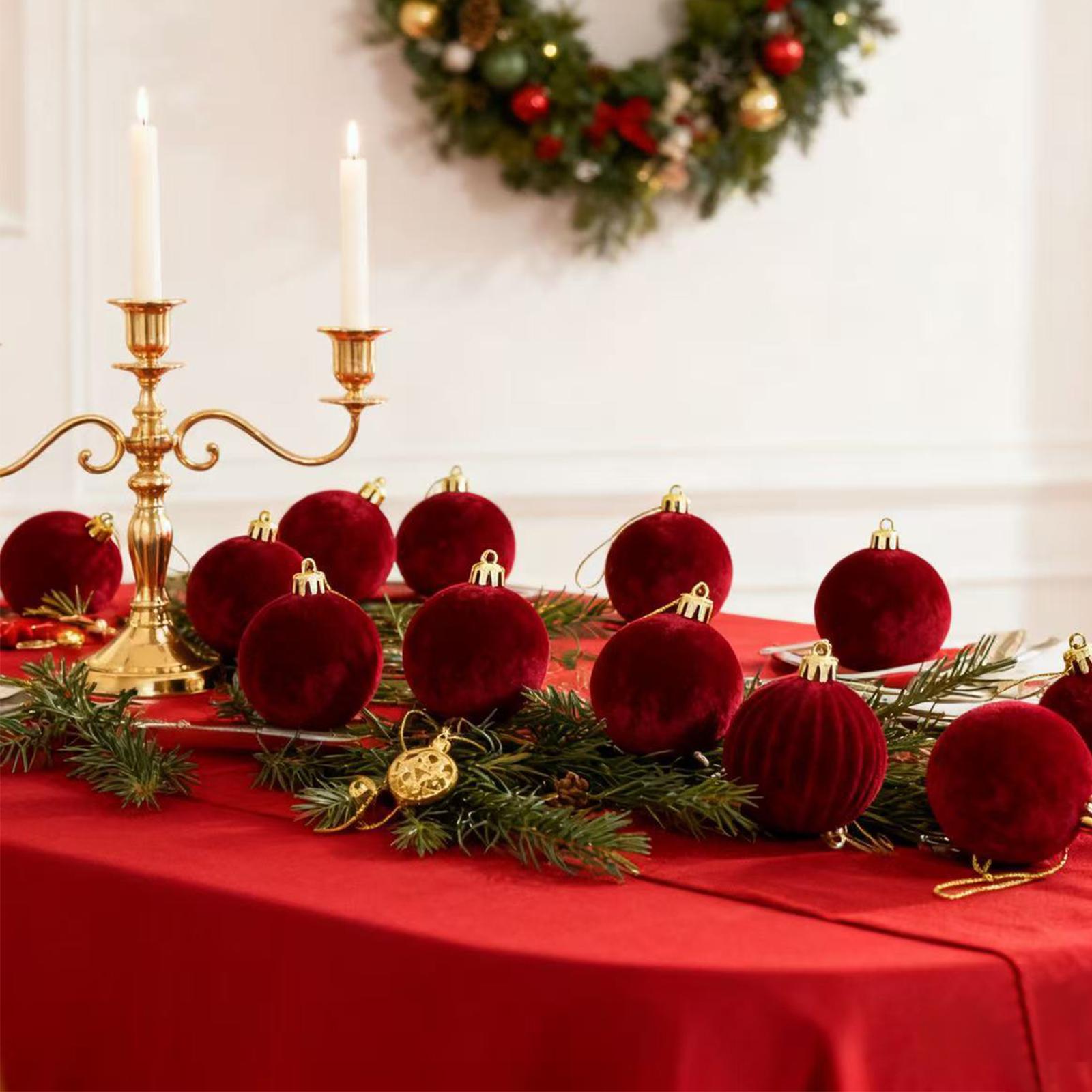 

12Pcs Christmas Tree Balls Ornaments 2.36inch Plastic Flocked Ball Handmade Hanging Decoration for Home Party Wreath Decor China Mainland