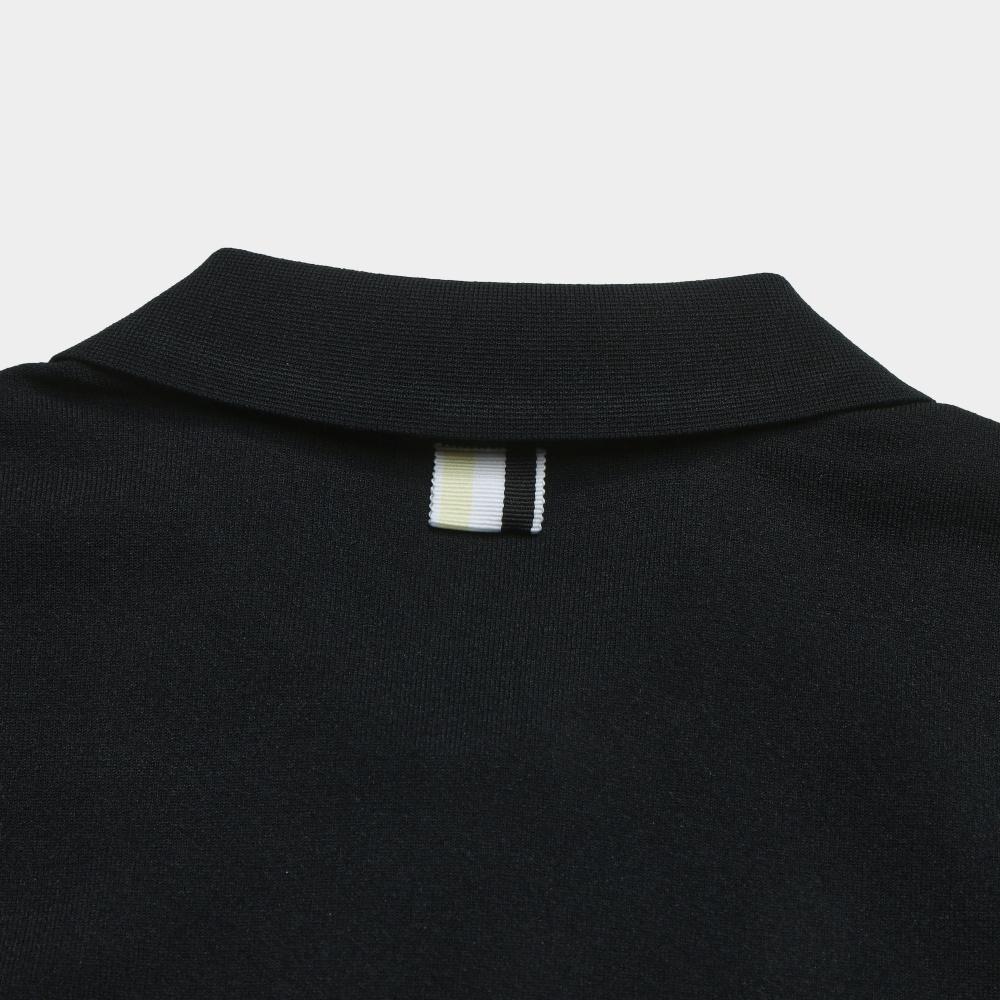 Fila Golf Series Simple Stripe Classic Sports Casual Golf Versatile Comfortable Woven Short Sleeve Polo Shirt Women Tops Legendary-Blue A11W625404FNV