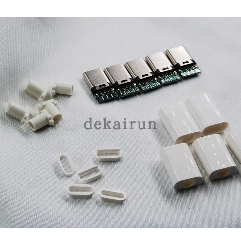 USB 3.1 Type-C Male Connector with PCB Board and Black Shell