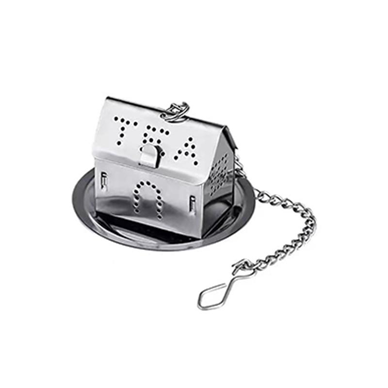 1Pc,Stainless steel chain tea leakage owl small teapot house bird duck shell type tea filter creative tea maker