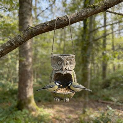 Resin Owl Bird Feeder Weather-Resistant Outdoor Bird Feeder And Planter Decorative Hanging Owl Bird Feeder for Backyard Garden Decor