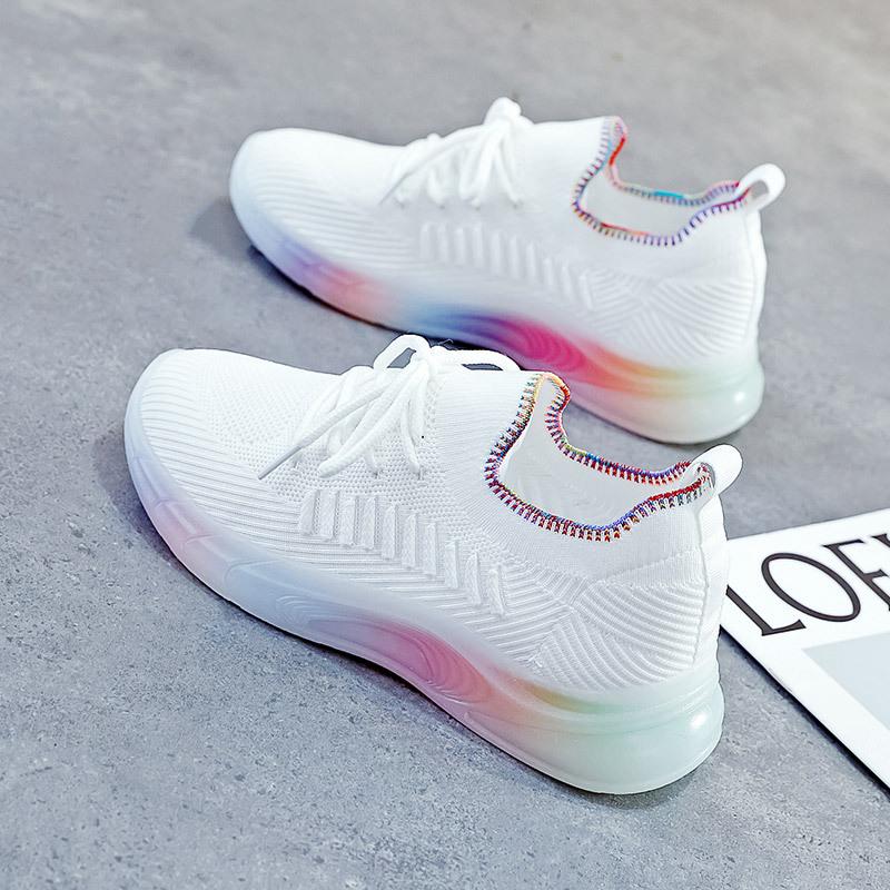 

Женские кроссовки повседневные удобные сетчатые спортивные туфли на шнуровке на танкетке массивные женские вулканизированные женские кроссовки Lucky Choice Shoes 35 белый