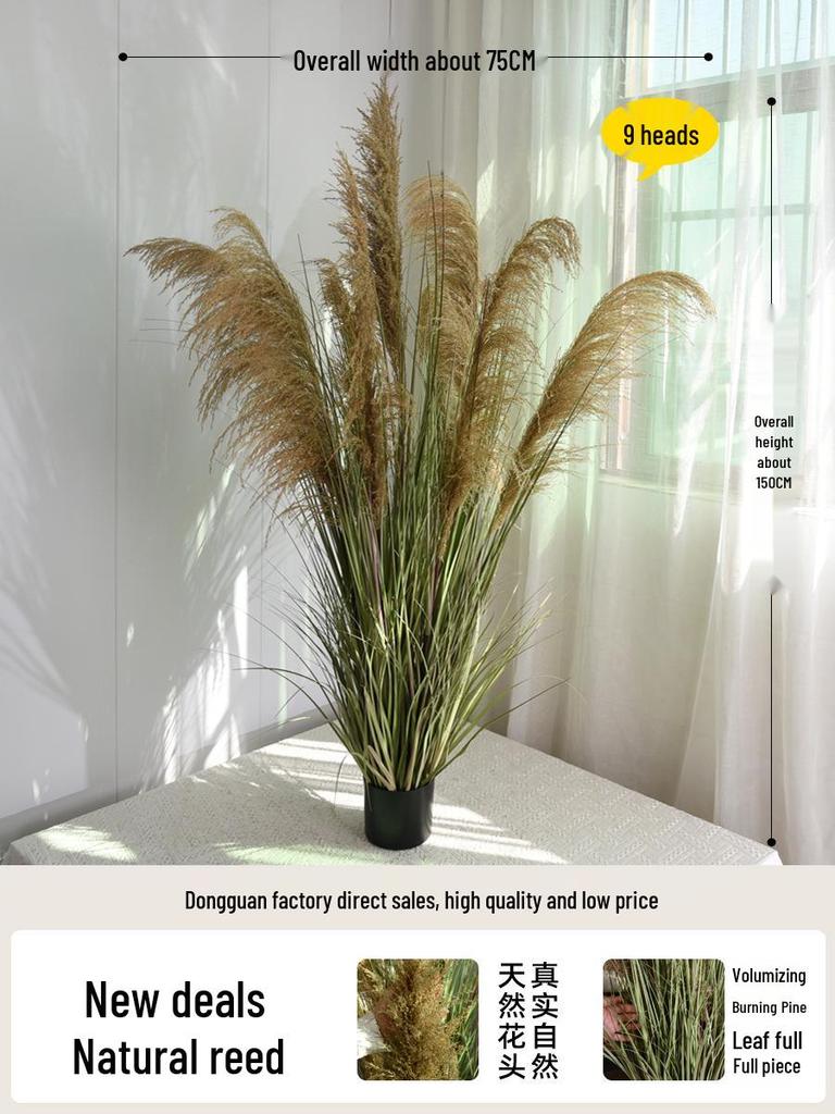 Natural Reed Faux Flowers & Potted Greenery for Home Decor