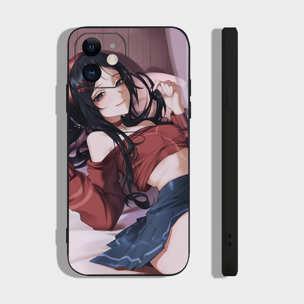 

Anime Sleeping Mita Phone Case For IPhone 17 Air 16 15 14 13 Pro Max 11 12 Black Silicone Cover IPHONE 12PRO