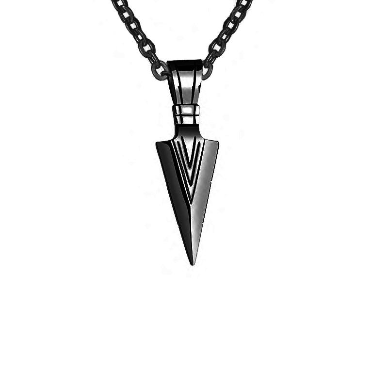 Cross Chain Cast Arrow Pendant Men'S Necklace Triangle Spearhead Jewelry