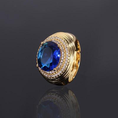 CMM Luxurious Unisex Resizable Finger Ring Green Cubic Zirconia