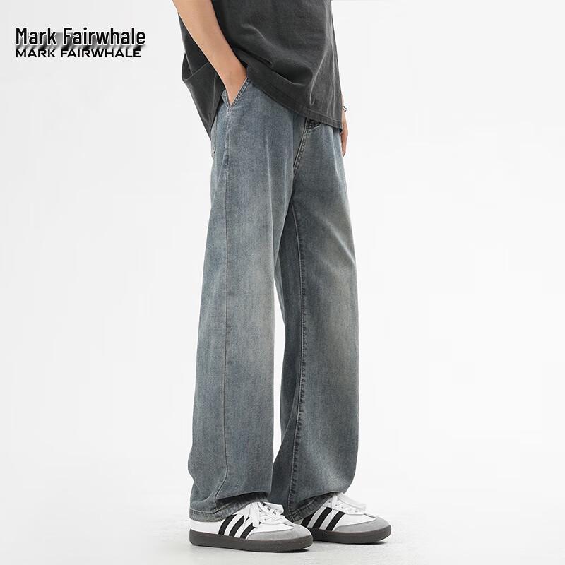 Mark Fairwhale Men's Summer Loose Straight Wide-Leg Jeans