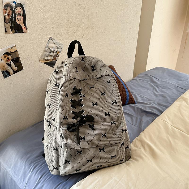 Schoolbag New Schoolbag Female High Value Korean Ins College Students Class Backpack Bow Girl Heart Travel Backpack