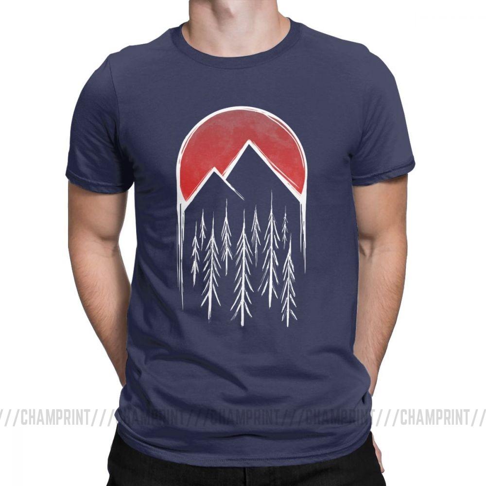 Twin Peaks T Shirts Men Red Pine Tree Moon High Quality Tops Short Sleeve