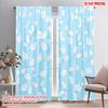 2pcs,2D Plane Printing Popular Curtains Blue Leafy Vine Design Durable 100% Polyester Fabric (without Rod) Decorations Inside