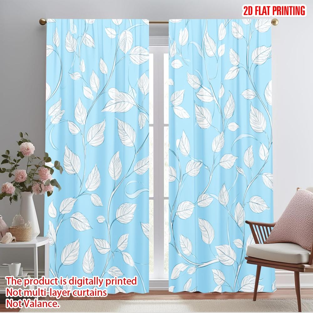 

2pcs,2D plane printing Popular Curtains Blue Leafy Vine Design Durable 100% Polyester Fabric (without rod) Decorations Inside 52.50×116.00 CM 2pcs
