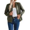 Women's Full Zip Up Jacket Long Sleeve Stand Collar Waffle Coat Casual Slim Fit Sweatshirt Fall Outerwear