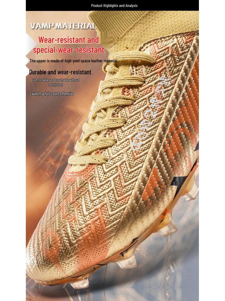 Unisex High-Top Football Shoes for Artificial Turf with Long Spikes, Suitable for Students and Adults, Ideal for Training and Matches.