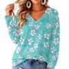Women's V-Neck Long Sleeve Print Blouse Lightweight for Spring Summer