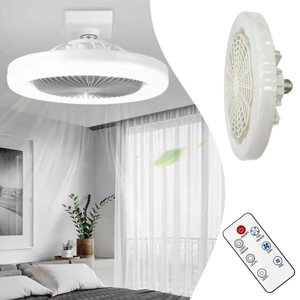E27 Ceiling Fan Lamp 30W Remote Control Integrated Ceiling Fan Light Removable Illumination Fan Light for Living Room Bedroom