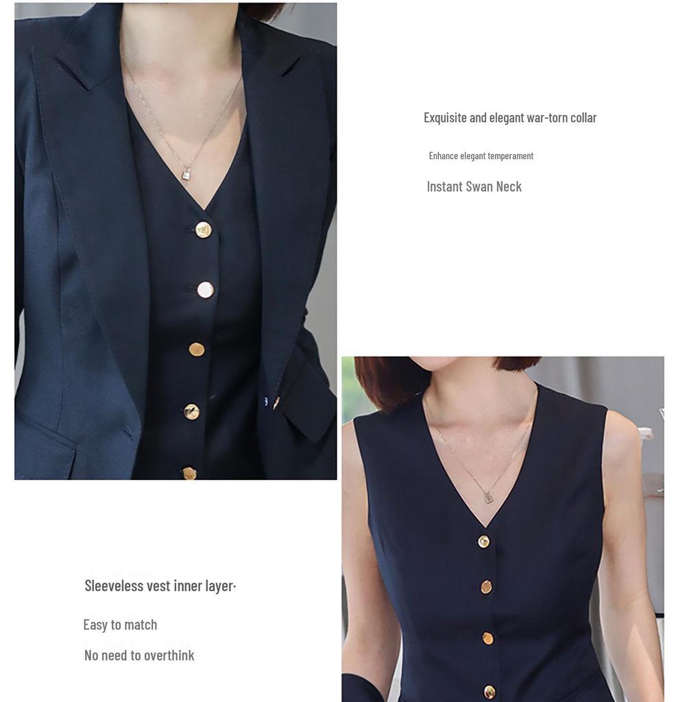 Dreiteiliger Anzug aus hochfeiner Wolle für Frühling/Herbst: Slim Fit Weste & Schlaghose